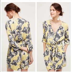 Anthropologie Elevenses Yellow Floral Somerset Romper